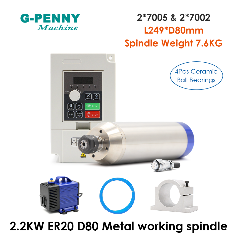 2.2kW G-페니 수냉식 금속 가공용 스핀들 키트,  - 2.2Kw Water Cooled Spindle Kit Vfd 리뷰 및 가격